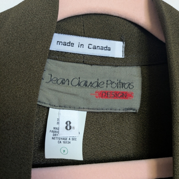 Jean Claude Poitras Vintage Olive Green Duster Cardigan | Minimalist Open Front - Picture 4 of 9